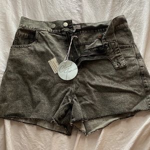 Black washed jean shorts